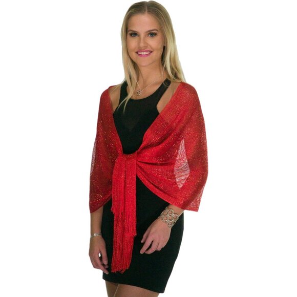 Women Red Dressy Shawls and Wraps for Evening Wear Shawls and Wraps For Party - Picture 4 of 6